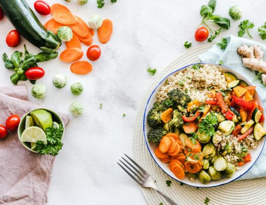 flat lay photography of vegetable salad on plate